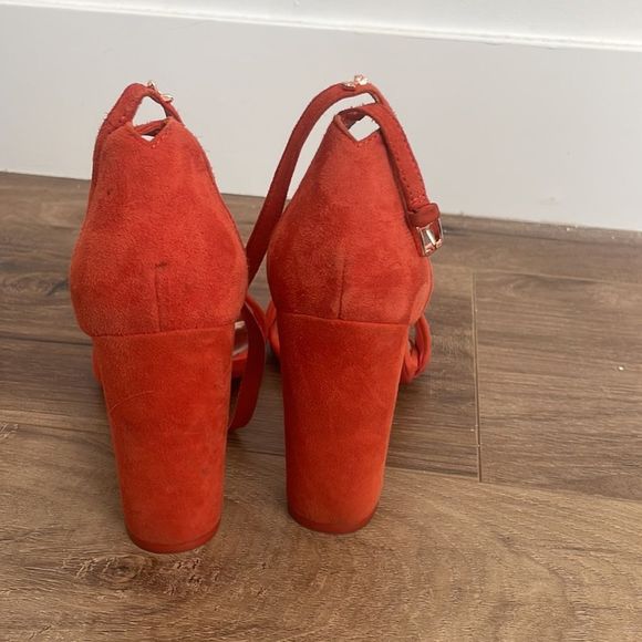 Ted Baker Phanda Orange Suede Block Heels - Picture 5 of 7